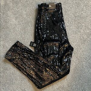 Express Women’s M Ankle High Rise Black Sequin Pants